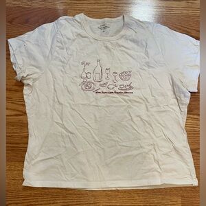 Abercrombie & Fitch Cream Skimming Tee with Italian dinner design